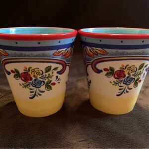 EURO CERAMICA Zanzibar (2) ceramic 6” mugs VVGUC++